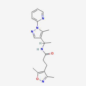 molecular formula C19H23N5O2 B4022751 3-(3,5-dimethyl-4-isoxazolyl)-N-{1-[5-methyl-1-(2-pyridinyl)-1H-pyrazol-4-yl]ethyl}propanamide 