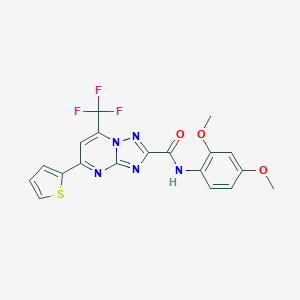 molecular formula C19H14F3N5O3S B402276 N-(2,4-dimethoxyphenyl)-5-(2-thienyl)-7-(trifluoromethyl)[1,2,4]triazolo[1,5-a]pyrimidine-2-carboxamide 