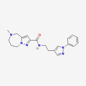 molecular formula C20H24N6O B4022787 5-methyl-N-[2-(1-phenyl-1H-pyrazol-4-yl)ethyl]-5,6,7,8-tetrahydro-4H-pyrazolo[1,5-a][1,4]diazepine-2-carboxamide 