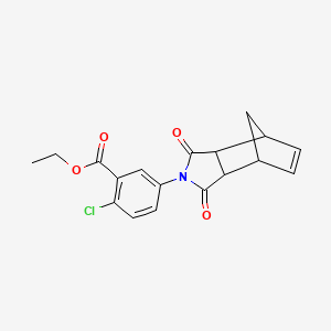 molecular formula C18H16ClNO4 B4022792 ethyl 2-chloro-5-(3,5-dioxo-4-azatricyclo[5.2.1.0~2,6~]dec-8-en-4-yl)benzoate 