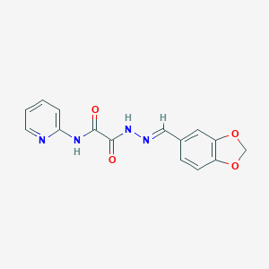 molecular formula C15H12N4O4 B402280 2-[2-(1,3-benzodioxol-5-ylmethylene)hydrazino]-2-oxo-N-(2-pyridinyl)acetamide 