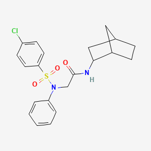 molecular formula C21H23ClN2O3S B4022816 N~1~-bicyclo[2.2.1]hept-2-yl-N~2~-[(4-chlorophenyl)sulfonyl]-N~2~-phenylglycinamide 