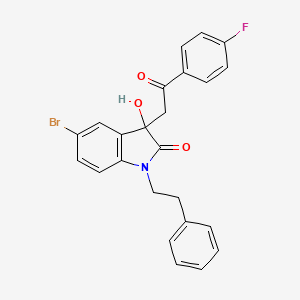 molecular formula C24H19BrFNO3 B4022820 5-bromo-3-[2-(4-fluorophenyl)-2-oxoethyl]-3-hydroxy-1-(2-phenylethyl)-1,3-dihydro-2H-indol-2-one 