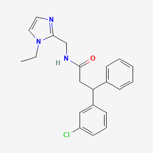 molecular formula C21H22ClN3O B4022857 3-(3-chlorophenyl)-N-[(1-ethyl-1H-imidazol-2-yl)methyl]-3-phenylpropanamide 
