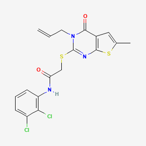 molecular formula C18H15Cl2N3O2S2 B4022884 2-[(3-allyl-6-methyl-4-oxo-3,4-dihydrothieno[2,3-d]pyrimidin-2-yl)thio]-N-(2,3-dichlorophenyl)acetamide 