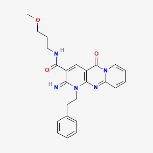 molecular formula C24H25N5O3 B4022895 2-imino-N-(3-methoxypropyl)-5-oxo-1-(2-phenylethyl)-1,5-dihydro-2H-dipyrido[1,2-a:2',3'-d]pyrimidine-3-carboxamide 