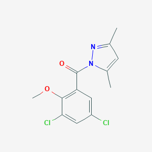 molecular formula C13H12Cl2N2O2 B402290 (3,5-Dichloro-2-methoxy-phenyl)-(3,5-dimethyl-pyrazol-1-yl)-methanone CAS No. 310440-94-9