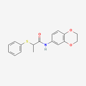 molecular formula C17H17NO3S B4022913 N-(2,3-dihydro-1,4-benzodioxin-6-yl)-2-(phenylthio)propanamide 