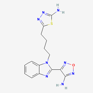 molecular formula C15H16N8OS B4022942 4-{1-[4-(5-amino-1,3,4-thiadiazol-2-yl)butyl]-1H-benzimidazol-2-yl}-1,2,5-oxadiazol-3-amine 