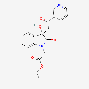 molecular formula C19H18N2O5 B4022982 ethyl {3-hydroxy-2-oxo-3-[2-oxo-2-(3-pyridinyl)ethyl]-2,3-dihydro-1H-indol-1-yl}acetate 