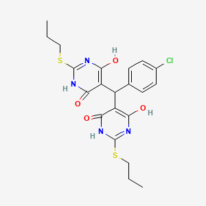 molecular formula C21H23ClN4O4S2 B4022994 5,5'-[(4-chlorophenyl)methylene]bis[6-hydroxy-2-(propylthio)-4(3H)-pyrimidinone] 