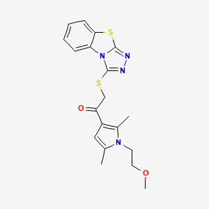 molecular formula C19H20N4O2S2 B4023007 1-[1-(2-methoxyethyl)-2,5-dimethyl-1H-pyrrol-3-yl]-2-([1,2,4]triazolo[3,4-b][1,3]benzothiazol-3-ylthio)ethanone CAS No. 379241-49-3