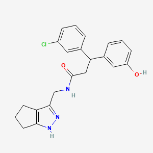 molecular formula C22H22ClN3O2 B4023035 3-(3-chlorophenyl)-3-(3-hydroxyphenyl)-N-(1,4,5,6-tetrahydrocyclopenta[c]pyrazol-3-ylmethyl)propanamide 