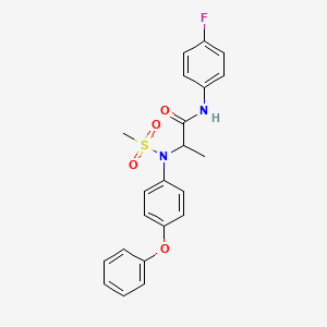molecular formula C22H21FN2O4S B4023038 N~1~-(4-fluorophenyl)-N~2~-(methylsulfonyl)-N~2~-(4-phenoxyphenyl)alaninamide 