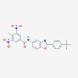 molecular formula C25H22N4O6 B402306 N-[2-(4-tert-butylphenyl)-1,3-benzoxazol-5-yl]-3,5-bisnitro-4-methylbenzamide 