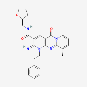 molecular formula C26H27N5O3 B4023083 2-imino-10-methyl-5-oxo-1-(2-phenylethyl)-N-(tetrahydro-2-furanylmethyl)-1,5-dihydro-2H-dipyrido[1,2-a:2',3'-d]pyrimidine-3-carboxamide 