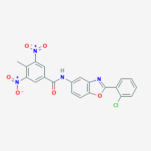 molecular formula C21H13ClN4O6 B402310 N-[2-(2-chlorophenyl)-1,3-benzoxazol-5-yl]-3,5-bisnitro-4-methylbenzamide 