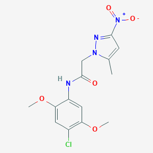 molecular formula C14H15ClN4O5 B402311 N-(4-chloro-2,5-dimethoxyphenyl)-2-(5-methyl-3-nitro-1H-pyrazol-1-yl)acetamide CAS No. 353455-22-8