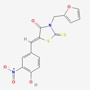 molecular formula C15H10N2O5S2 B4023131 3-(2-furylmethyl)-5-(4-hydroxy-3-nitrobenzylidene)-2-thioxo-1,3-thiazolidin-4-one 