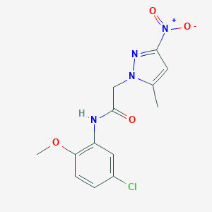 molecular formula C13H13ClN4O4 B402314 N-(5-chloro-2-methoxyphenyl)-2-(5-methyl-3-nitro-1H-pyrazol-1-yl)acetamide CAS No. 353455-23-9