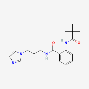 molecular formula C18H24N4O2 B4023181 2-[(2,2-dimethylpropanoyl)amino]-N-[3-(1H-imidazol-1-yl)propyl]benzamide 