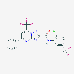 molecular formula C20H10ClF6N5O B402320 N-[2-chloro-5-(trifluoromethyl)phenyl]-5-phenyl-7-(trifluoromethyl)[1,2,4]triazolo[1,5-a]pyrimidine-2-carboxamide 
