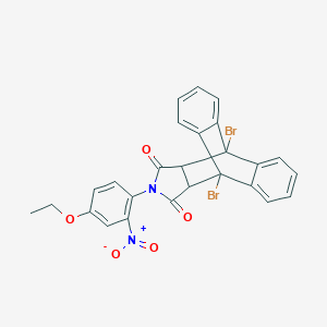 molecular formula C26H18Br2N2O5 B402321 1,8-Dibromo-17-{4-ethoxy-2-[hydroxy(oxido)amino]phenyl}-17-azapentacyclo[6.6.5.0~2,7~.0~9,14~.0~15,19~]nonadeca-2,4,6,9,11,13-hexaene-16,18-dione 