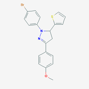 molecular formula C20H17BrN2OS B402323 4-[1-(4-bromophenyl)-5-(2-thienyl)-4,5-dihydro-1H-pyrazol-3-yl]phenyl methyl ether 