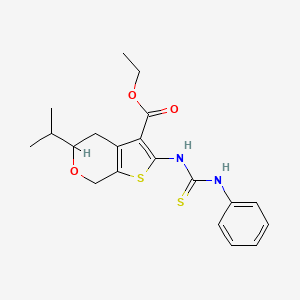 molecular formula C20H24N2O3S2 B4023231 ethyl 2-[(anilinocarbonothioyl)amino]-5-isopropyl-4,7-dihydro-5H-thieno[2,3-c]pyran-3-carboxylate 