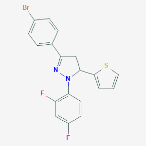 molecular formula C19H13BrF2N2S B402325 3-(4-bromophenyl)-1-(2,4-difluorophenyl)-5-(2-thienyl)-4,5-dihydro-1H-pyrazole 