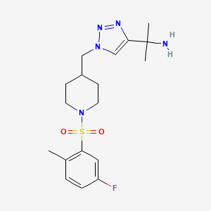molecular formula C18H26FN5O2S B4023252 2-[1-({1-[(5-fluoro-2-methylphenyl)sulfonyl]-4-piperidinyl}methyl)-1H-1,2,3-triazol-4-yl]-2-propanamine 