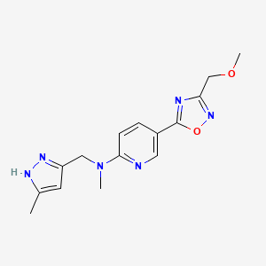 molecular formula C15H18N6O2 B4023291 5-[3-(methoxymethyl)-1,2,4-oxadiazol-5-yl]-N-methyl-N-[(5-methyl-1H-pyrazol-3-yl)methyl]-2-pyridinamine 