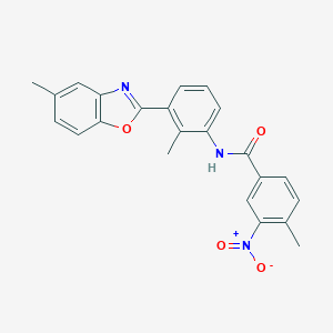 molecular formula C23H19N3O4 B402331 3-nitro-4-methyl-N-[2-methyl-3-(5-methyl-1,3-benzoxazol-2-yl)phenyl]benzamide 