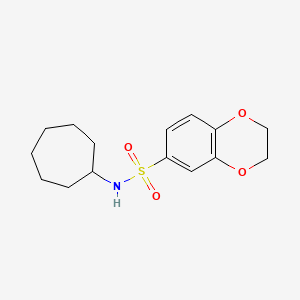 molecular formula C15H21NO4S B4023322 N-cycloheptyl-2,3-dihydro-1,4-benzodioxine-6-sulfonamide 