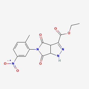 ethyl 5-(2-methyl-5-nitrophenyl)-4,6-dioxo-1,3a,4,5,6,6a-hexahydropyrrolo[3,4-c]pyrazole-3-carboxylate