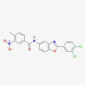 molecular formula C21H13Cl2N3O4 B402334 N-[2-(3,4-Dichloro-phenyl)-benzooxazol-5-yl]-4-methyl-3-nitro-benzamide CAS No. 331446-86-7