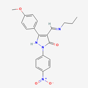 molecular formula C20H20N4O4 B4023347 5-(4-methoxyphenyl)-2-(4-nitrophenyl)-4-[(propylamino)methylene]-2,4-dihydro-3H-pyrazol-3-one 