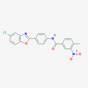 molecular formula C21H14ClN3O4 B402335 N-[4-(5-chloro-1,3-benzoxazol-2-yl)phenyl]-3-nitro-4-methylbenzamide 