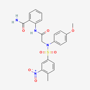 molecular formula C23H22N4O7S B4023357 2-({N-(4-methoxyphenyl)-N-[(4-methyl-3-nitrophenyl)sulfonyl]glycyl}amino)benzamide 