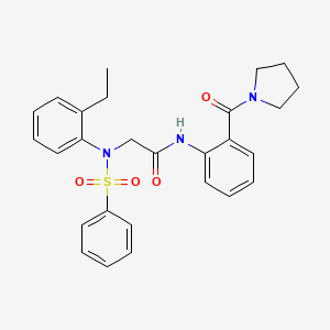 molecular formula C27H29N3O4S B4023365 N~2~-(2-ethylphenyl)-N~2~-(phenylsulfonyl)-N~1~-[2-(1-pyrrolidinylcarbonyl)phenyl]glycinamide 