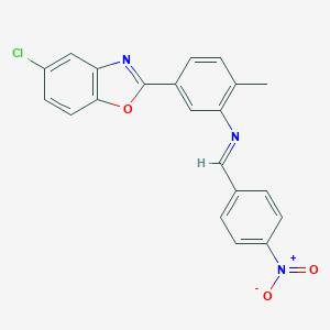 molecular formula C21H14ClN3O3 B402339 5-Chloro-2-[3-({4-nitrobenzylidene}amino)-4-methylphenyl]-1,3-benzoxazole 