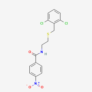 molecular formula C16H14Cl2N2O3S B4023445 N-{2-[(2,6-dichlorobenzyl)thio]ethyl}-4-nitrobenzamide 