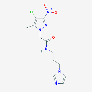 2-(4-chloro-5-methyl-3-nitro-1H-pyrazol-1-yl)-N-[3-(1H-imidazol-1-yl)propyl]acetamide