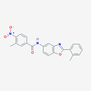 molecular formula C22H17N3O4 B402347 3-Methyl-4-nitro-N-(2-o-tolyl-benzooxazol-5-yl)-benzamide 