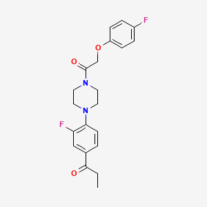 molecular formula C21H22F2N2O3 B4023476 1-(3-fluoro-4-{4-[(4-fluorophenoxy)acetyl]-1-piperazinyl}phenyl)-1-propanone 