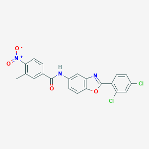 molecular formula C21H13Cl2N3O4 B402352 N-[2-(2,4-Dichloro-phenyl)-benzooxazol-5-yl]-3-methyl-4-nitro-benzamide CAS No. 313667-76-4
