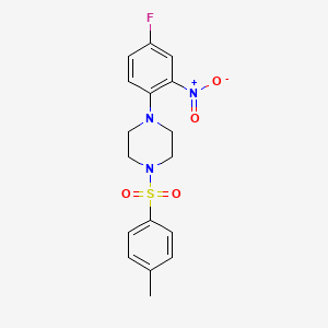 molecular formula C17H18FN3O4S B4023522 1-(4-fluoro-2-nitrophenyl)-4-[(4-methylphenyl)sulfonyl]piperazine 