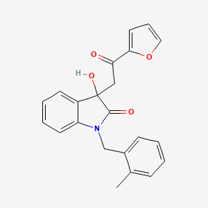 molecular formula C22H19NO4 B4023530 3-[2-(2-furyl)-2-oxoethyl]-3-hydroxy-1-(2-methylbenzyl)-1,3-dihydro-2H-indol-2-one 