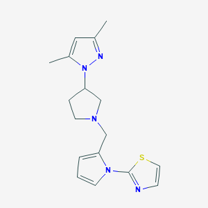2-(2-{[3-(3,5-dimethyl-1H-pyrazol-1-yl)pyrrolidin-1-yl]methyl}-1H-pyrrol-1-yl)-1,3-thiazole