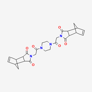 molecular formula C26H28N4O6 B4023556 4,4'-[1,4-哌嗪二基双(2-氧代-2,1-乙二基)]双(4-氮杂三环[5.2.1.0~2,6~]癸-8-烯-3,5-二酮) 